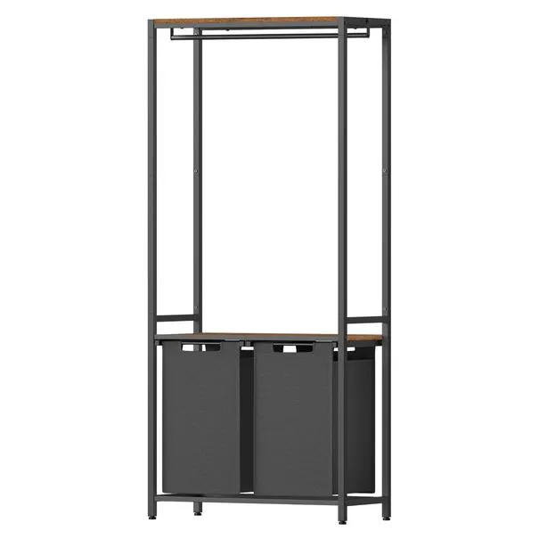 Stojan s koši na prádlo HAMPER 3 černá/hnědá