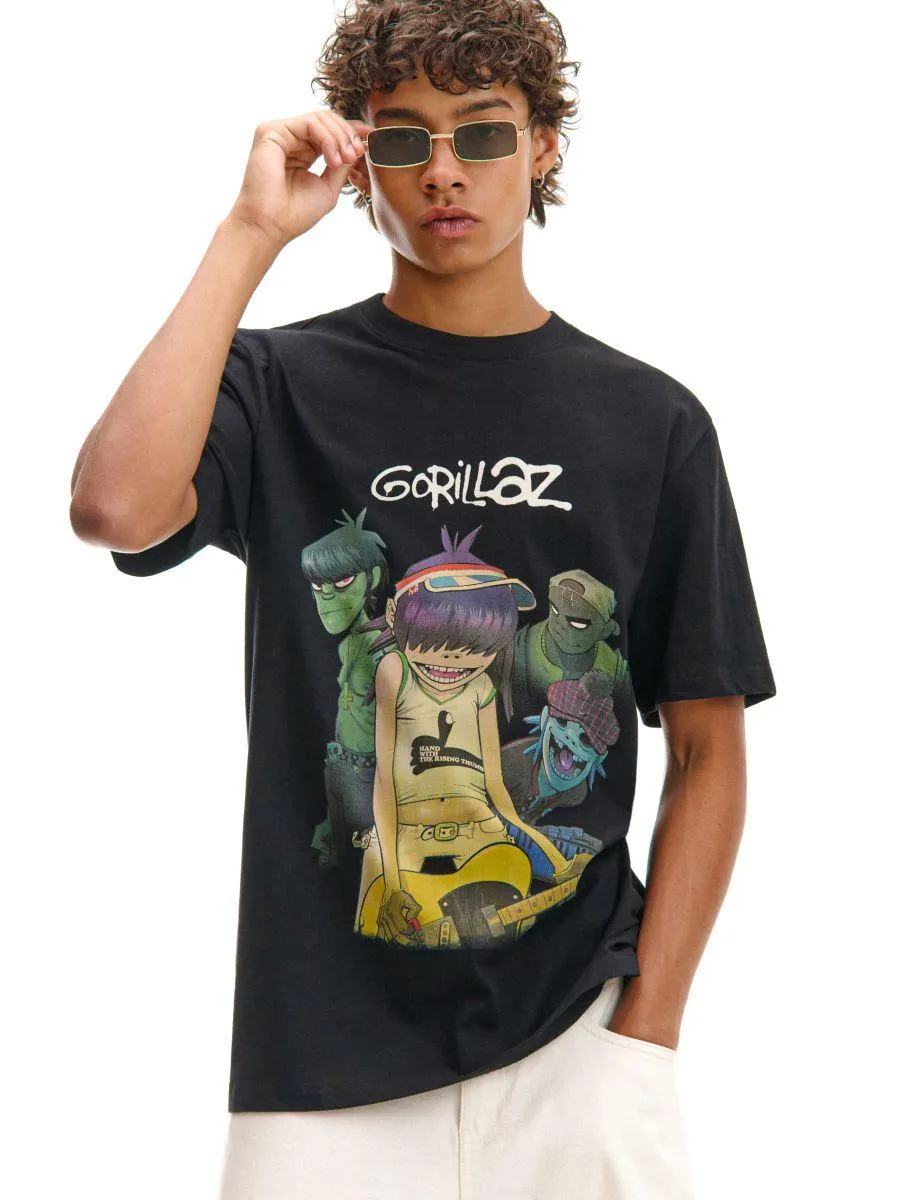 Černé tričko s potiskem Gorillaz