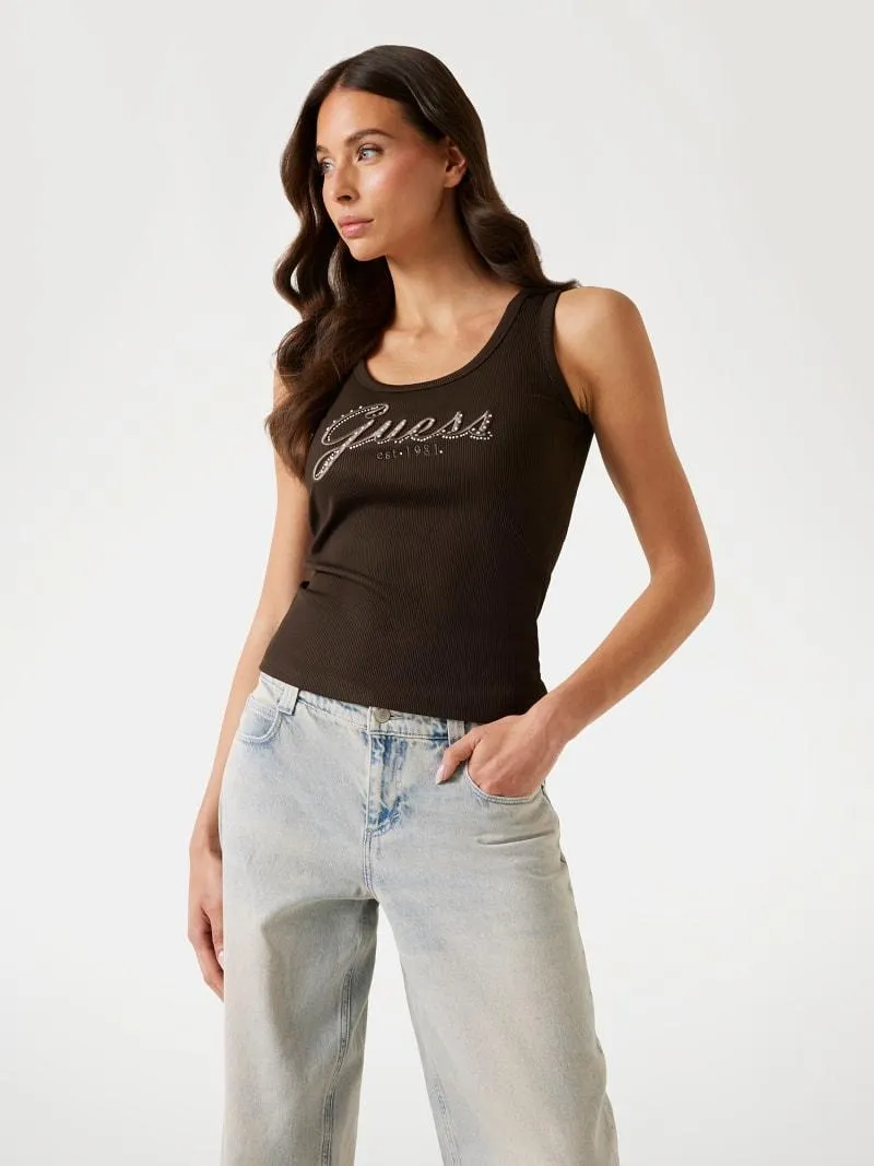 Top sin mangas con logotipo bordado