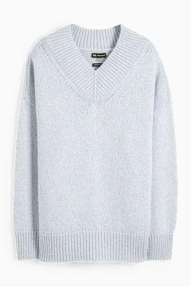 Svetr s výstřihem ve tvaru V - vlněná směs