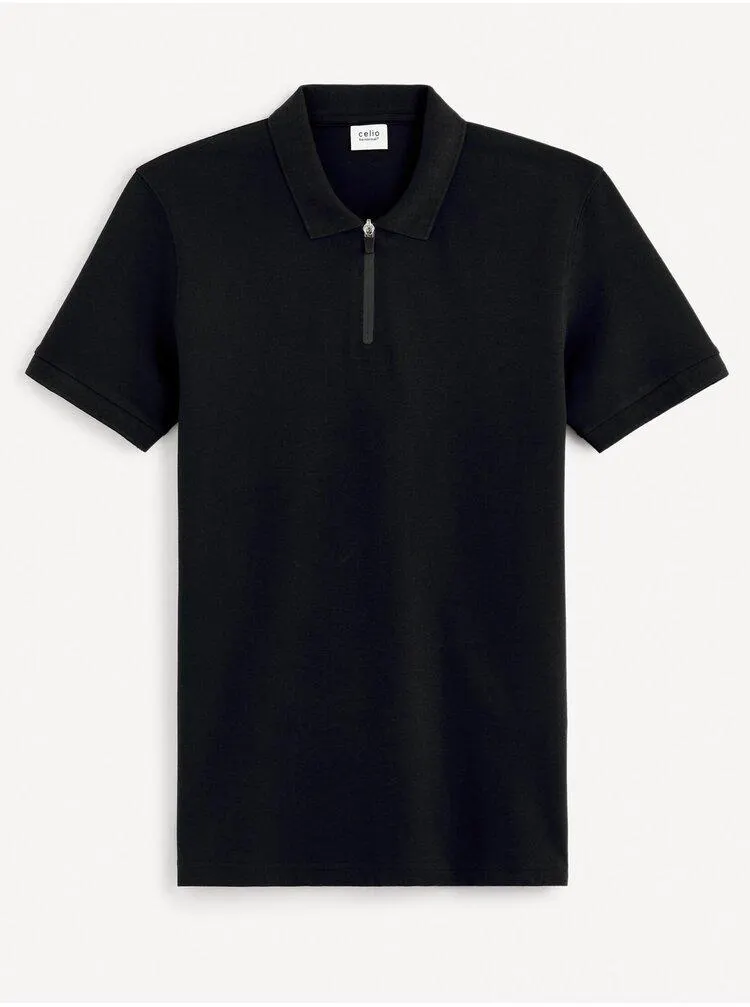 Černé pánské basic polo tričko Celio Gebenoit