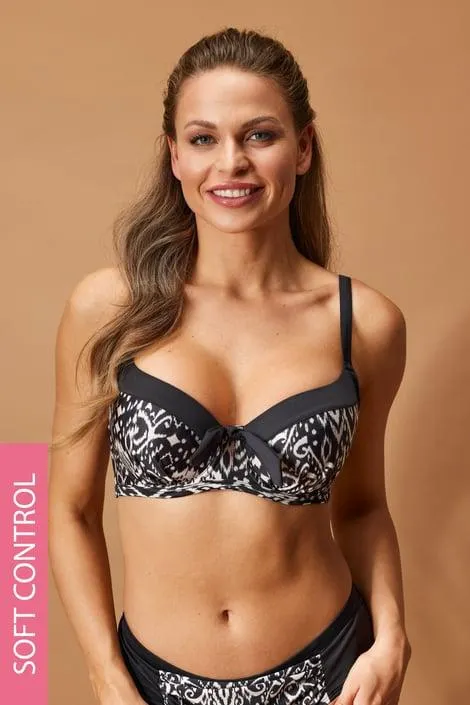 Zeštíhlující dvoudílné plavky Begoro - černobílá