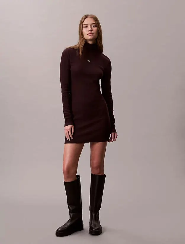 Woven Monologo Rib Mini Dress