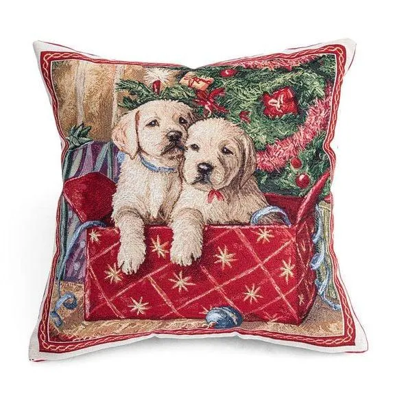 Gobelínový povlak na polštářek VÁNOČNÍ ŠTĚŇATA 45 x 45 cm