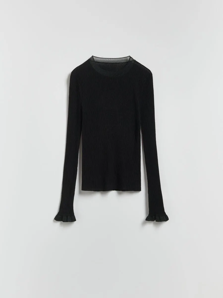 Žerzejová halenka s příměsí hedvábí