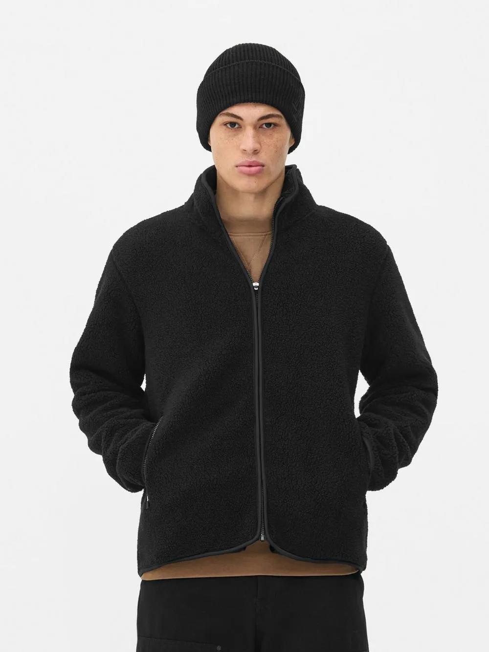 Bunda z umělého beránka na zip