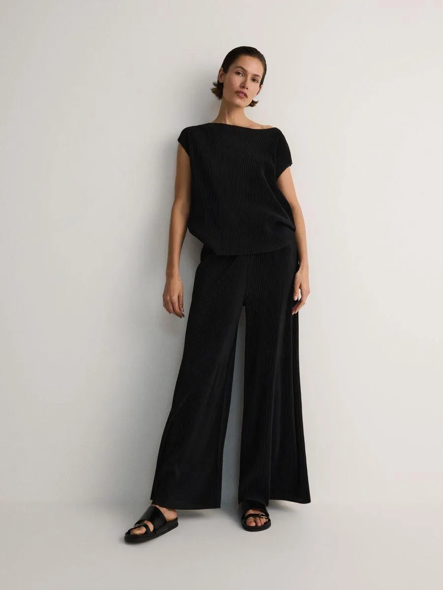 Plisované kalhoty wide leg