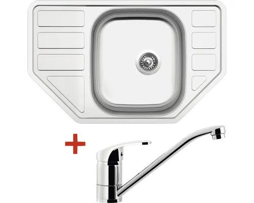 Nerezový dřez s baterií Sinks CORNO 770 V+PRONTO 480 x 770 mm CO770VPRCL