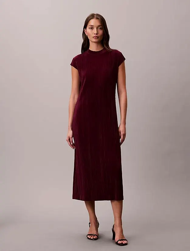 Plisse Midi Dress