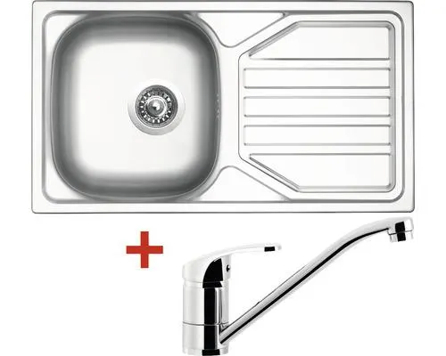 Nerezový dřez s baterií Sinks OKIO 780 V+PRONTO 435 x 780 mm OK780VPRCL
