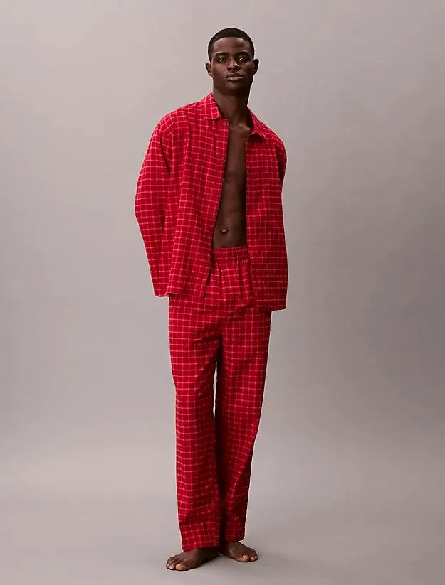 Flannel Lounge Button-Down Trouser Set