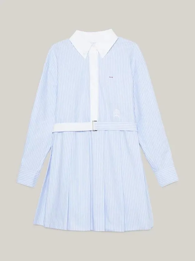 Pleated Relaxed Mini Shirt Dress