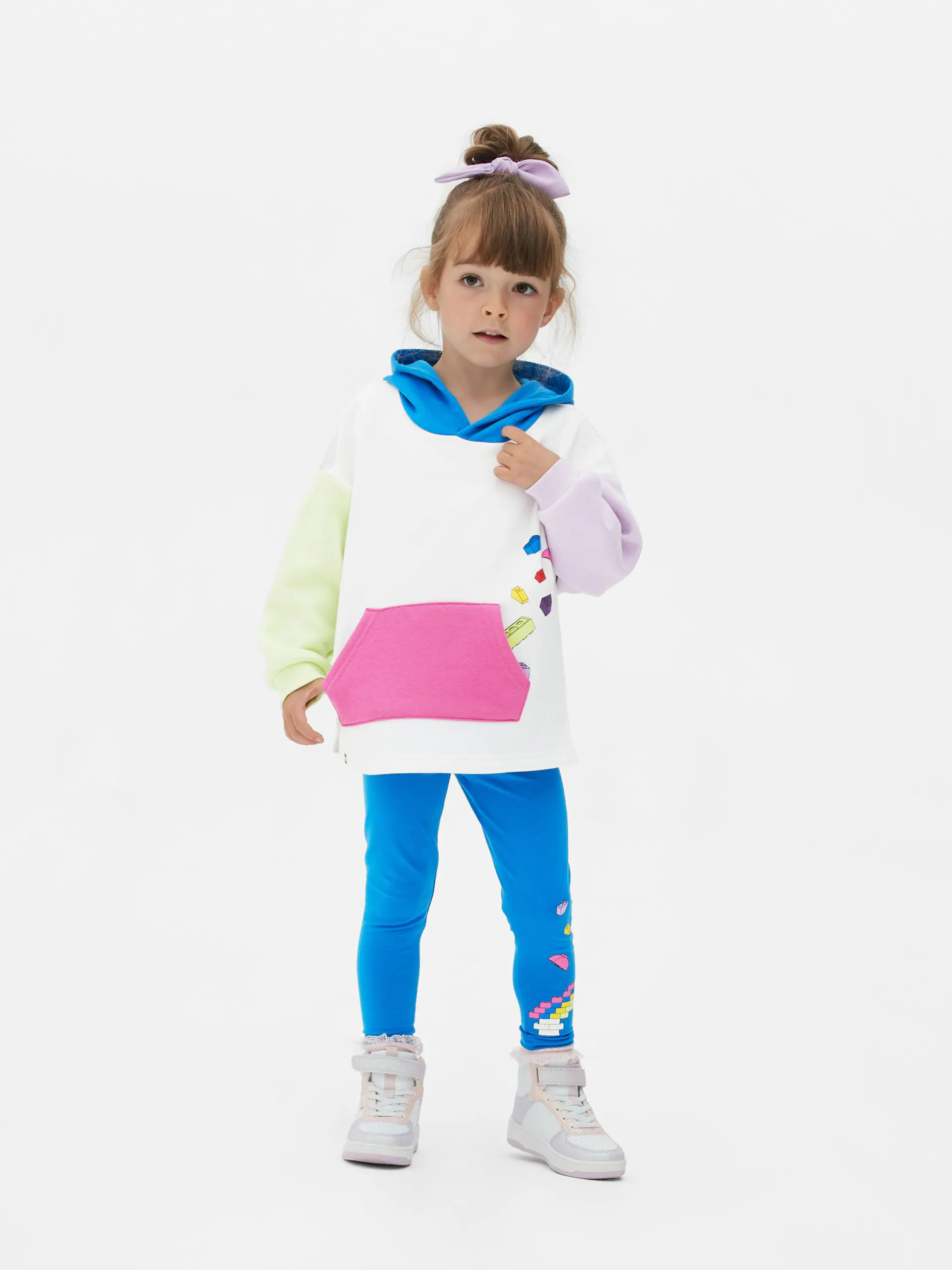 Legíny a mikina s kapucí a barevnými bloky Lego