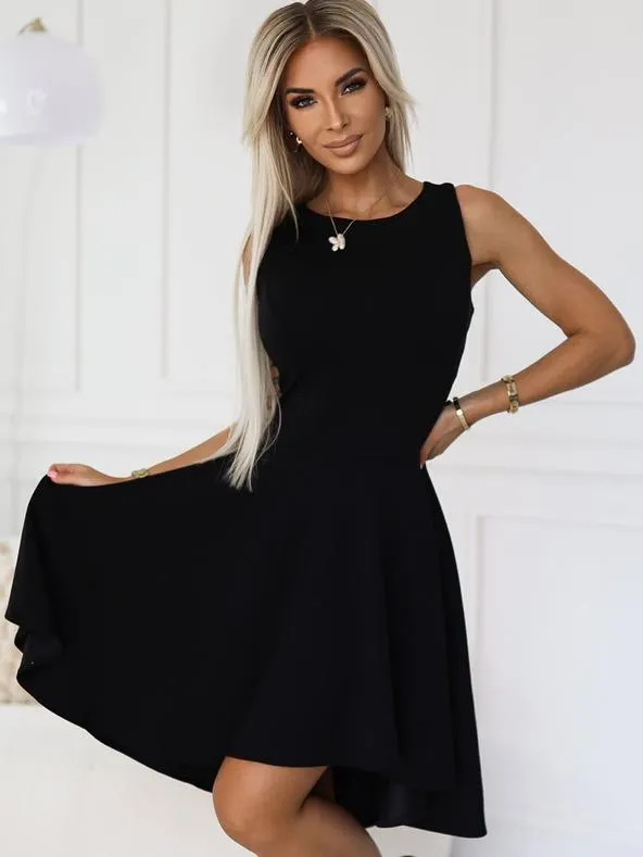 Jedinečné šaty s delšími zády - černé Numoco