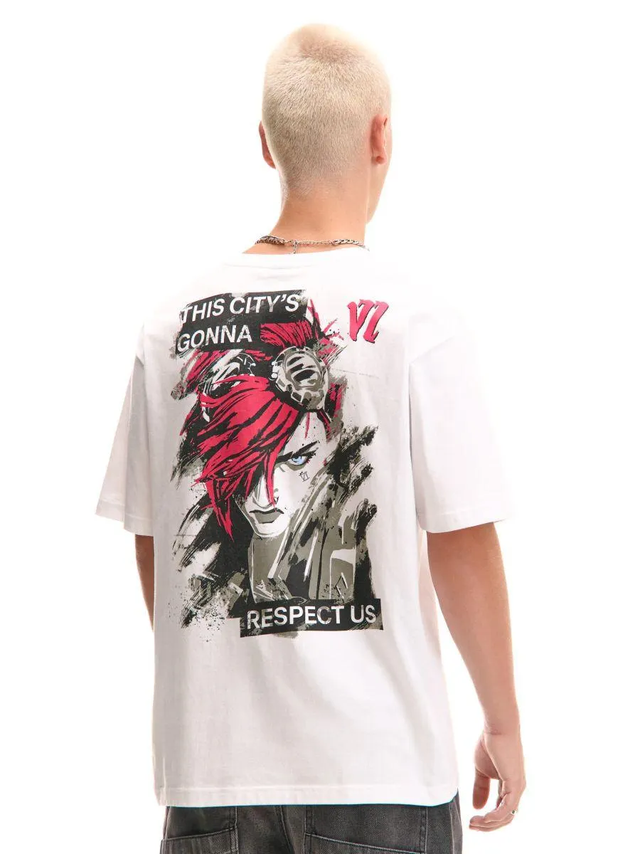 Bílá tričko s potiskem Arcane