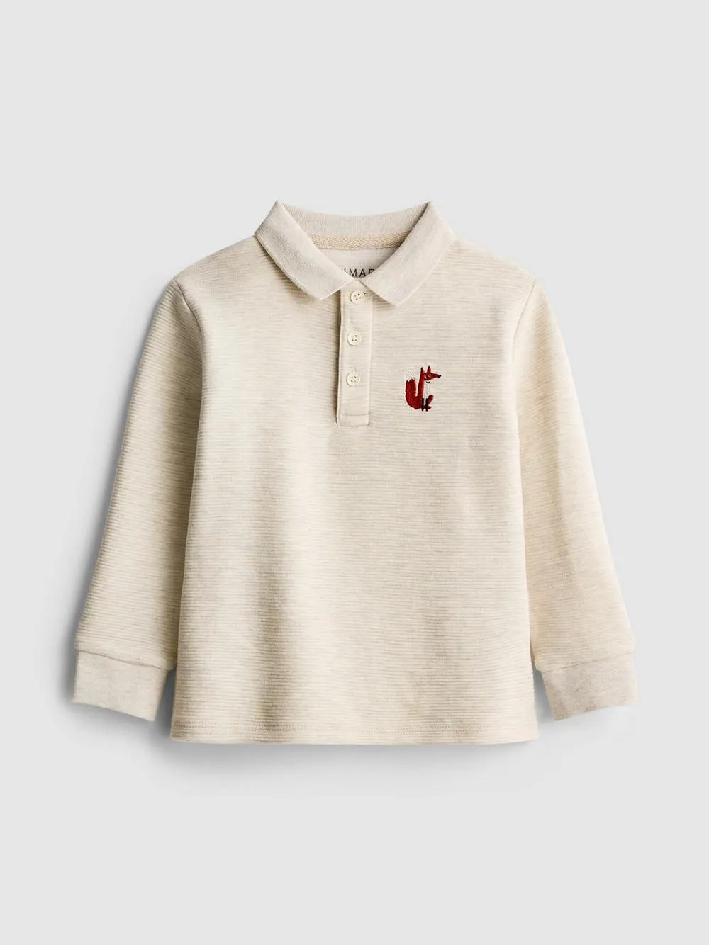 1,5–8 let | Rypsová polokošile s texturou a výšivkou lišky