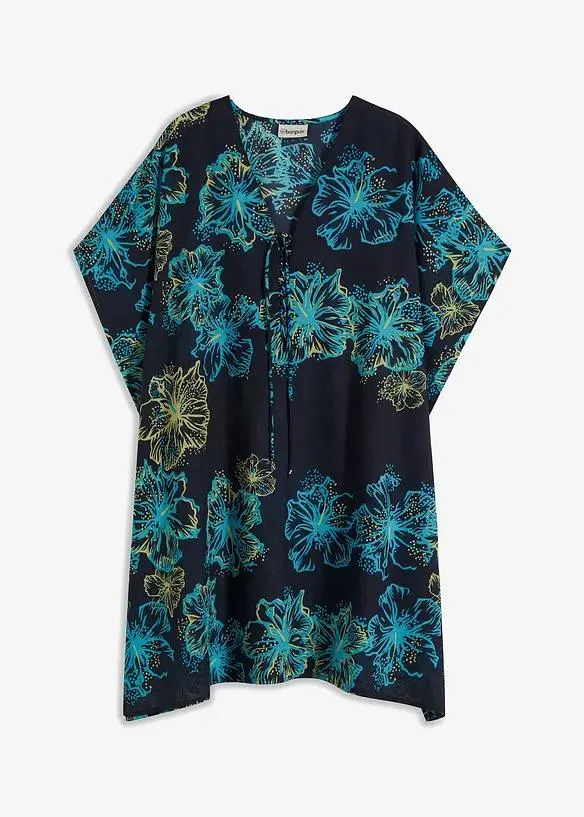 Transparentní plážová tunika s výstřihem do V