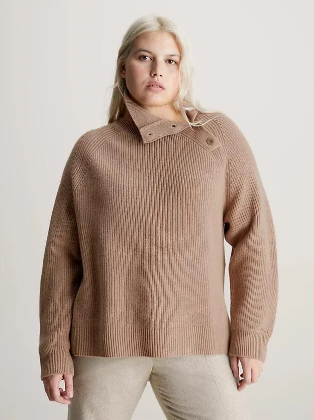 Relaxed Button Neck Jumper