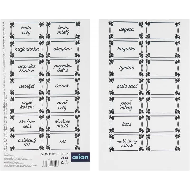 Samolepky na kořenky 28 ks