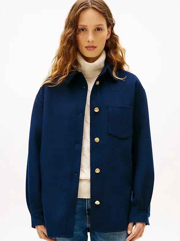 Wool Blend Pocket Regular Shacket