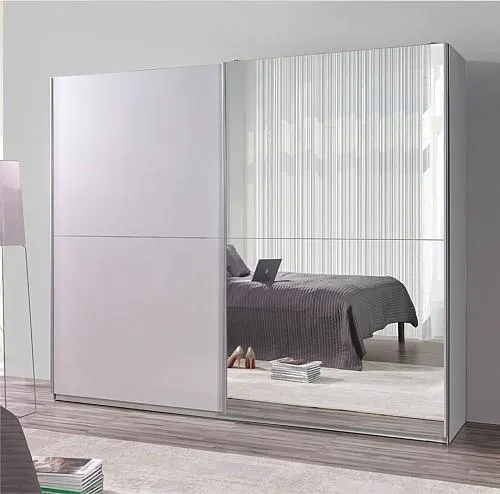 Skříň LUXOR 28 šatní, 244cm bílá a zrcadlo