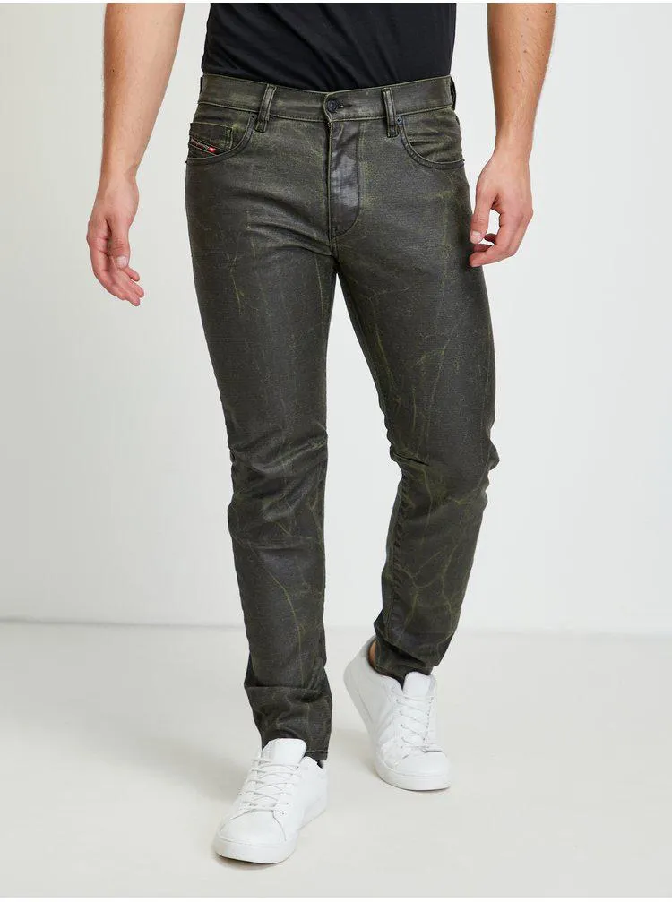 Zeleno-šedé pánské vzorované skinny fit džíny Diesel Strukt