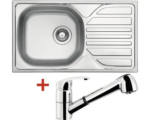 Nerezový dřez s baterií Sinks COMPACT 760 V+LEGENDA S 435 x 760 mm CMM7605VLESCL