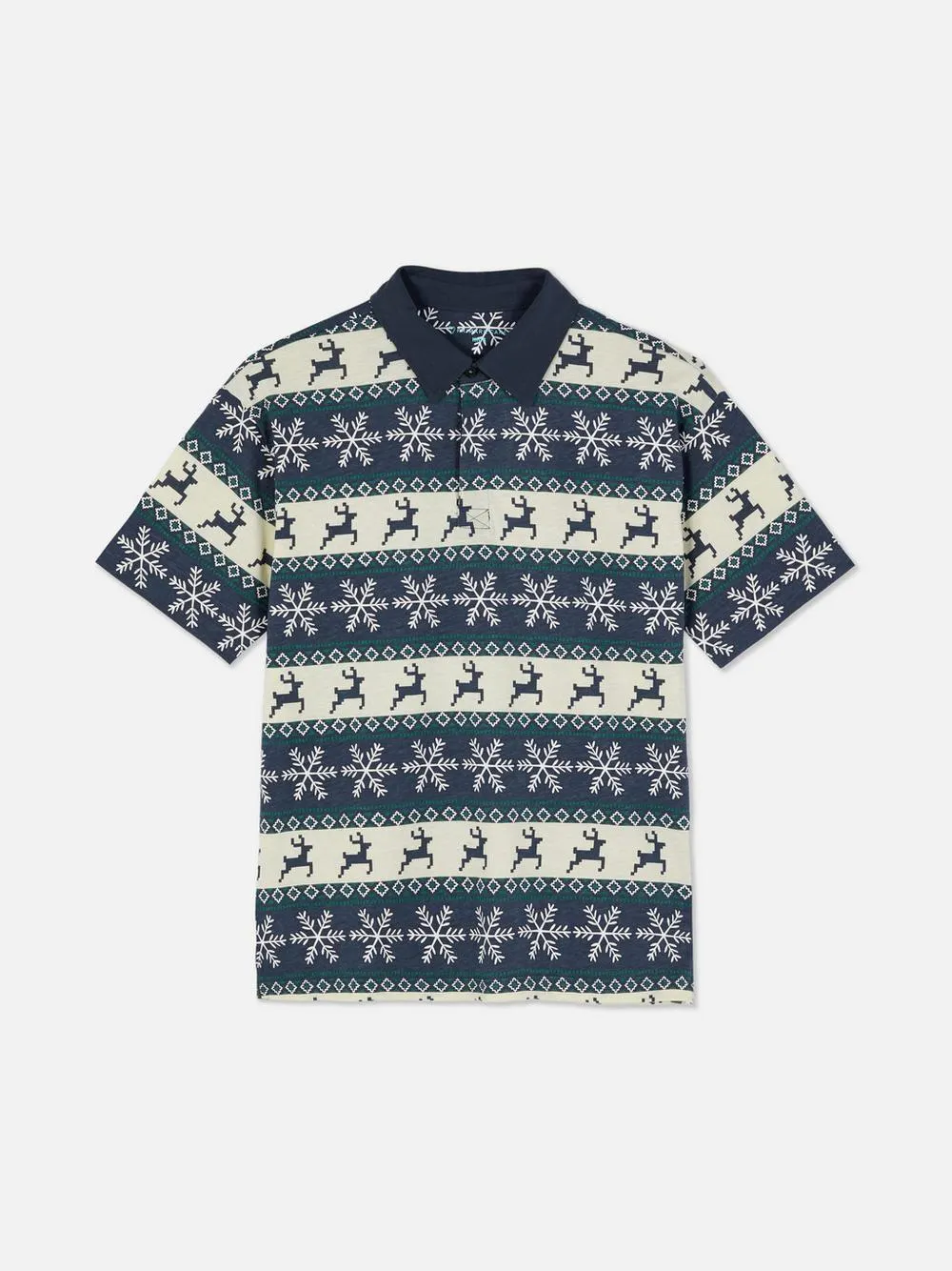 Poloshirt met Fairisle-patroon en kerstthema