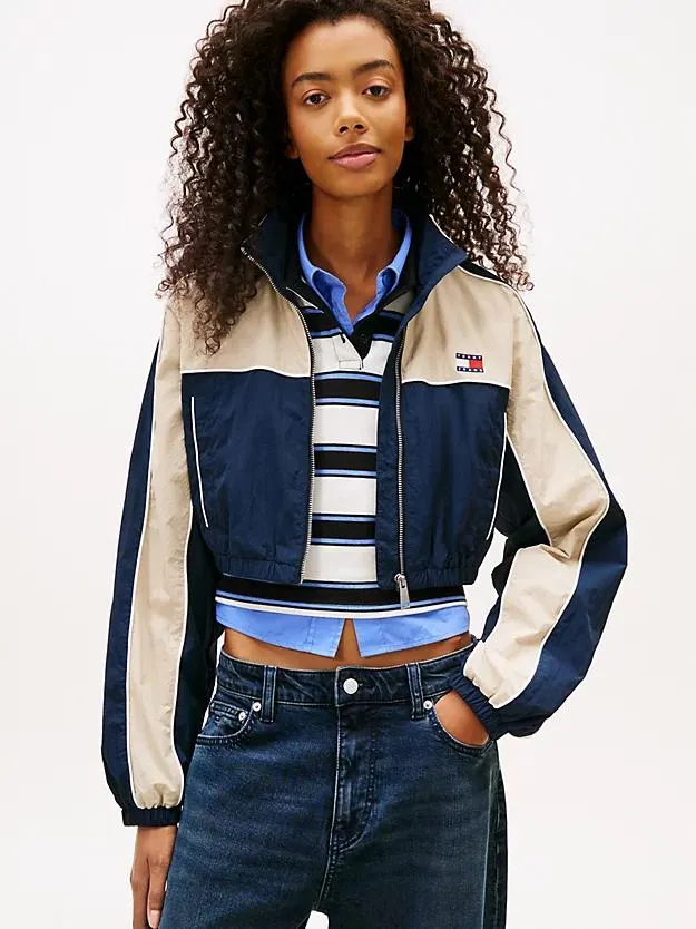 Tommy Badge Colour-Blocked Piping Crinkle Jacket