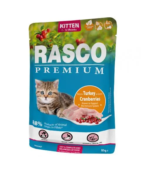 Kapsička Rasco Premium Cat Kitten Turkey in Gravy 85g