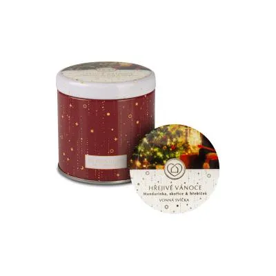 Svíčka v plechovce válec - Hřejivé Vánoce