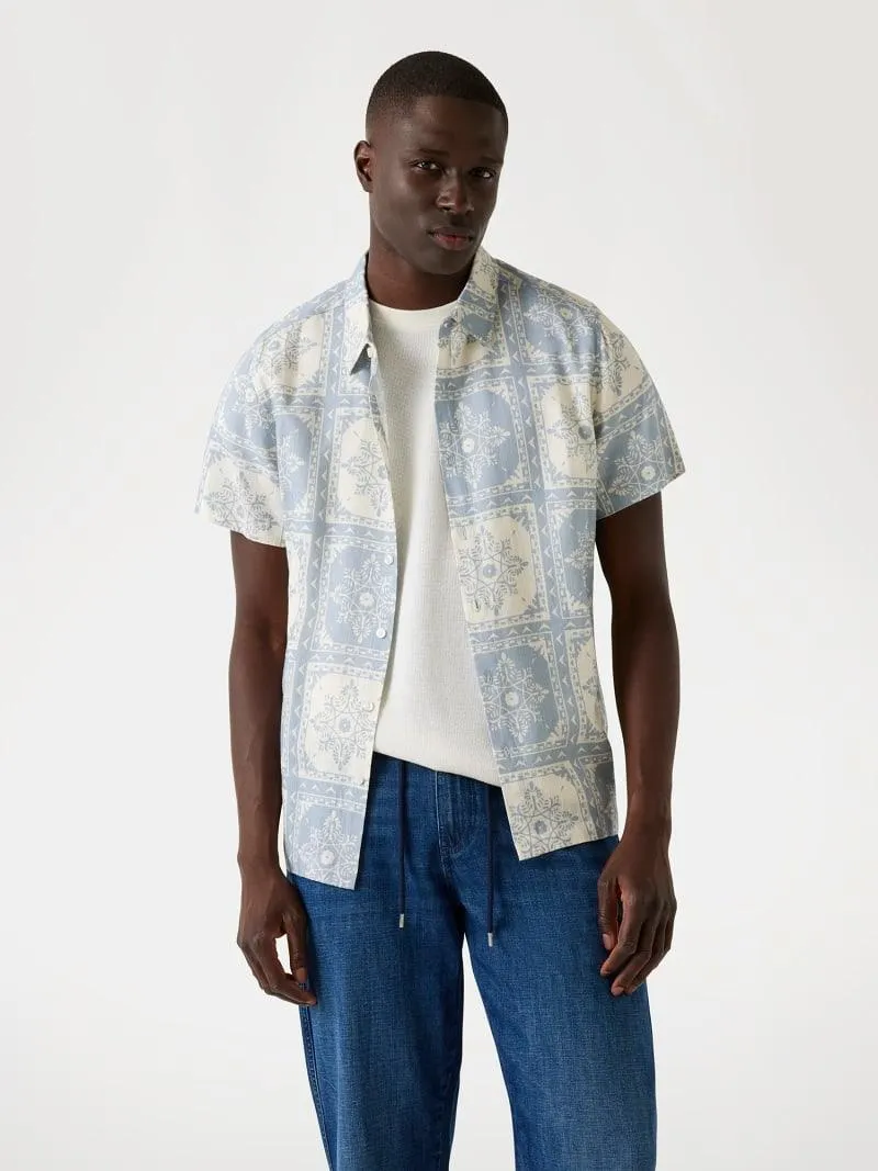 Camisa estampada de mezcla de lino