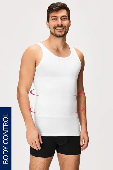 Stahovací nátělník s kulatým výstřihem - bílá