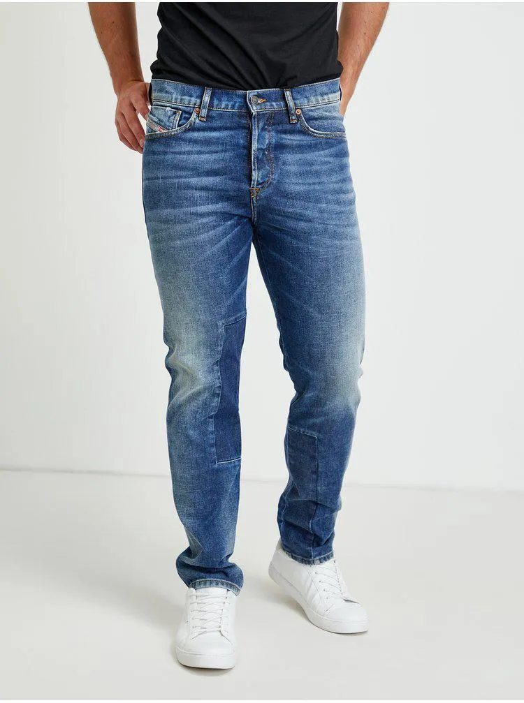 Modré pánské slim fit džíny s vyšisovaným efektem Diesel Fining