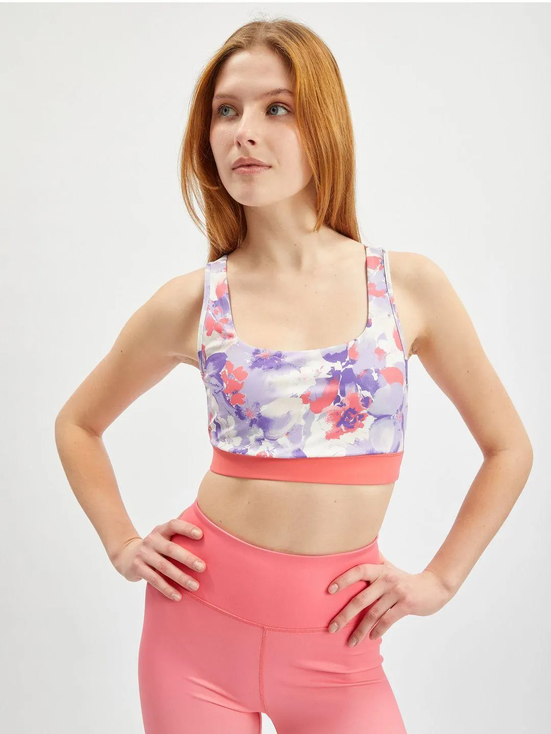 Světle fialová dámská květovaná sportovní podprsenka ORSAY