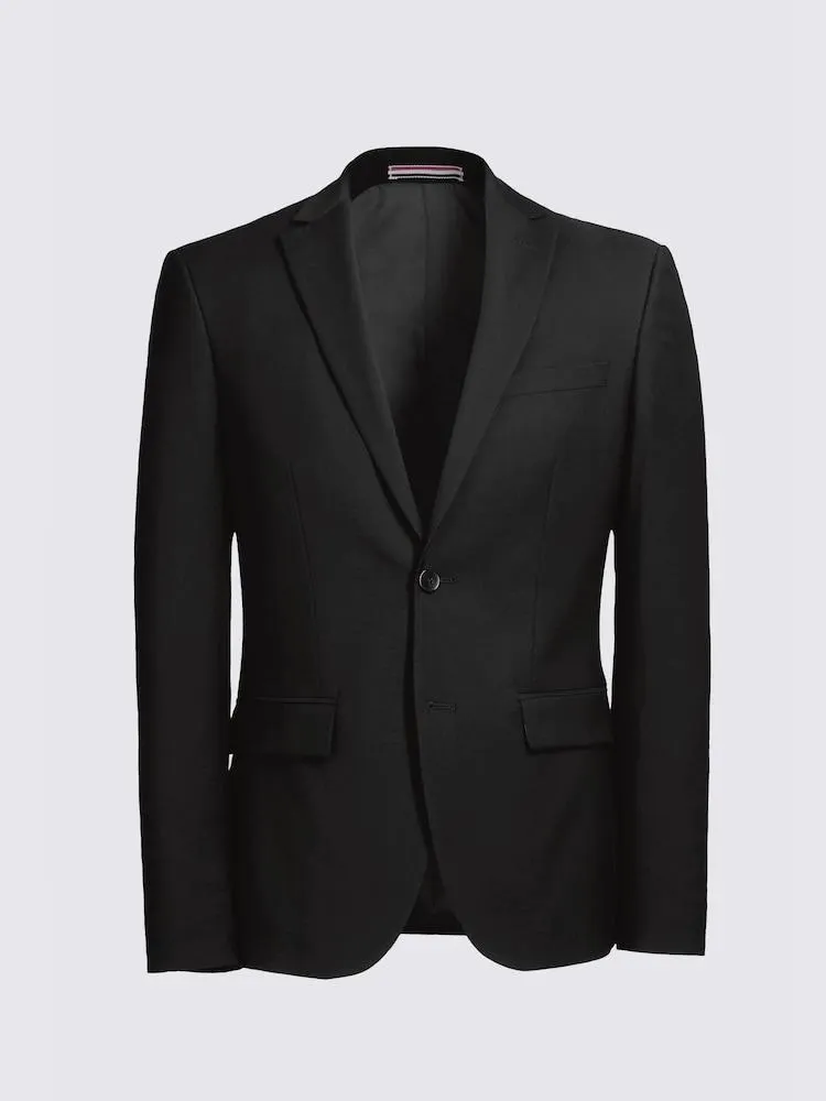 Černý - Úzké - Strečové oblekové sako MOSS Běžný střih