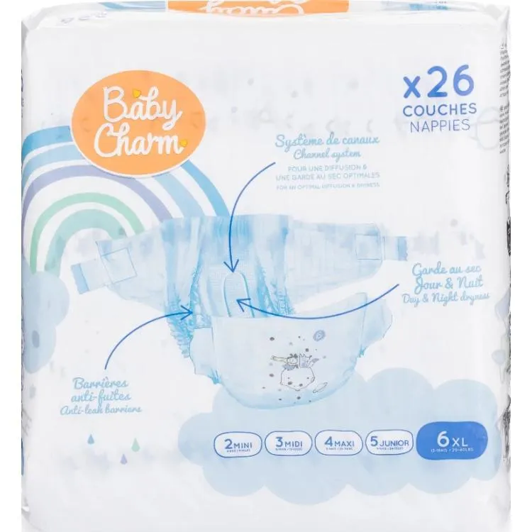 Baby Charm jednorázové plenky Super Dry Flex XL 13-18 kg, 26 ks