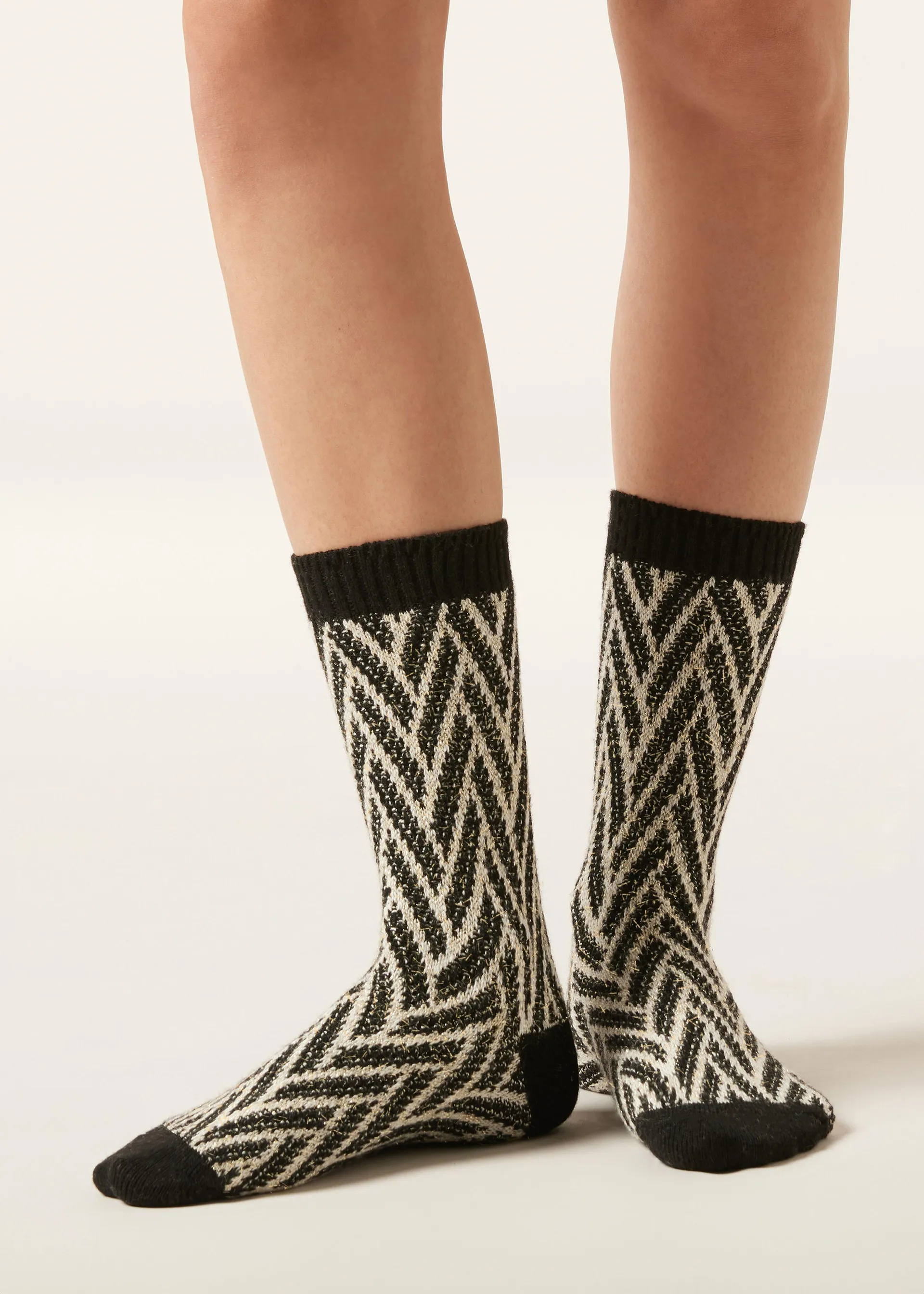 Ponožky s chevronovým vzorem a třpytkami
