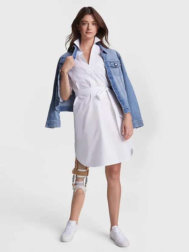 Adaptive Logo Stripe Knee Length Shirt Dress
