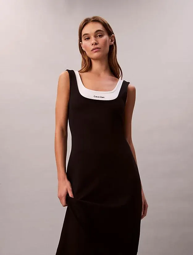 Contrast Layer Midi Dress