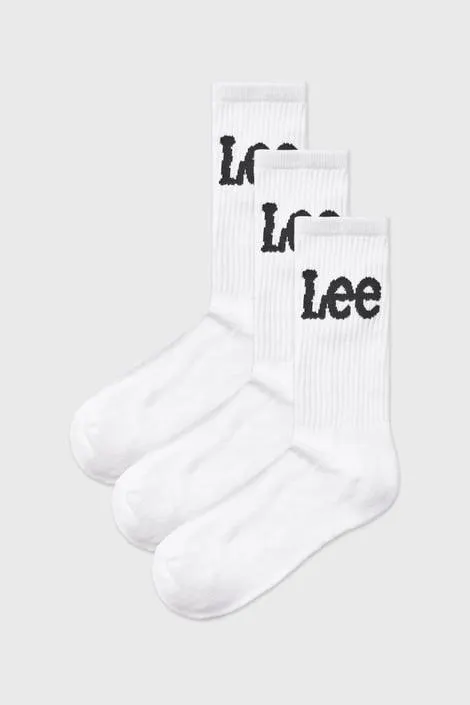 3PACK Sportovní ponožky Lee Crobett vysoké - bíla
