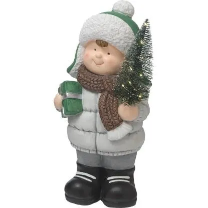 LED vánoční figurka chlapec, 10 diod, IP44, 21,5 x 16,5 x 43 cm