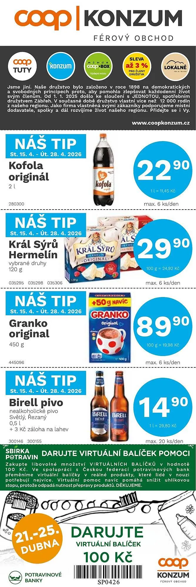 Konzum leták - 15. dubna 28. dubna 2026 - Page 1