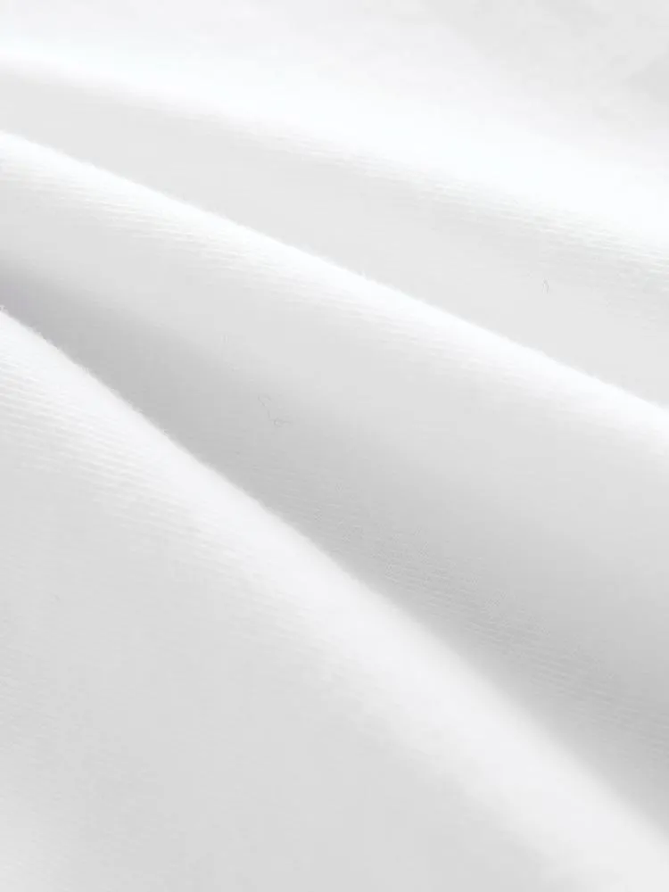 Bílá - Volný 100% bavlna propínací ležérní Dlouhý rukáv Košile