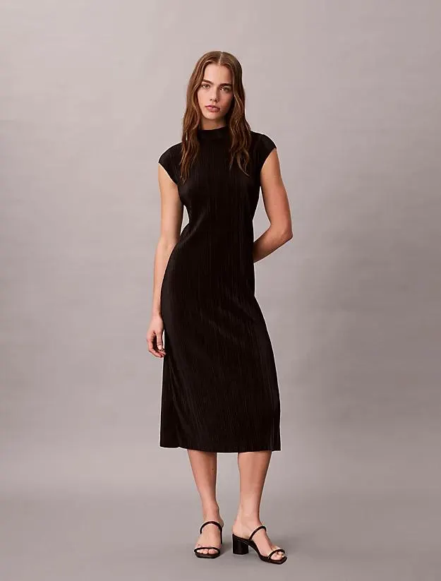 Plisse Midi Dress