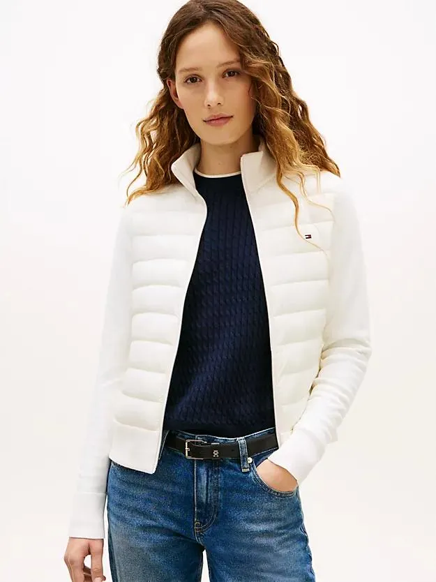 Lightweight Mixed Knit Padded Jacket
