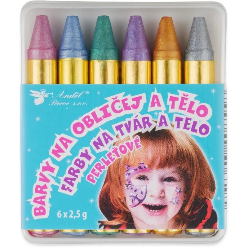 Barvy na obličej a tělo perleťové 6 x 2,5 g