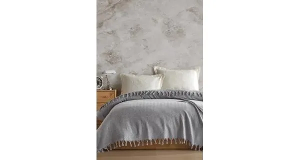 Přehoz na postel světle šedý, 200 x 220 cm - II. jakost, POUZE OSOBNÍ ODBĚR