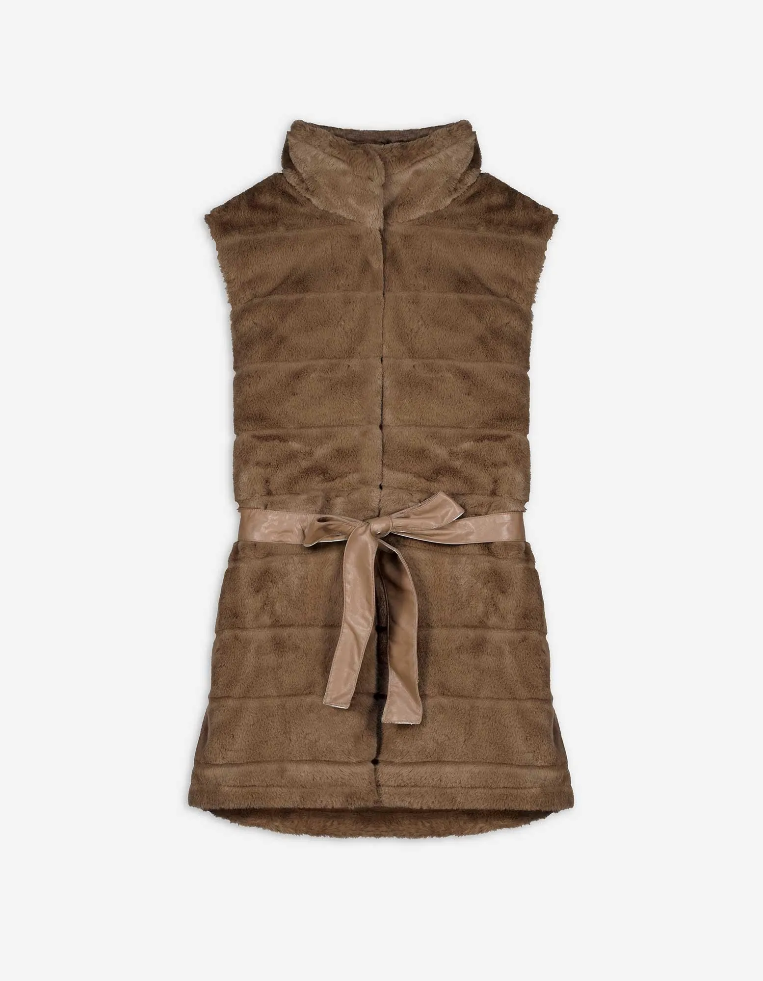 Vesta - Imitace kožešiny - tmave hneda