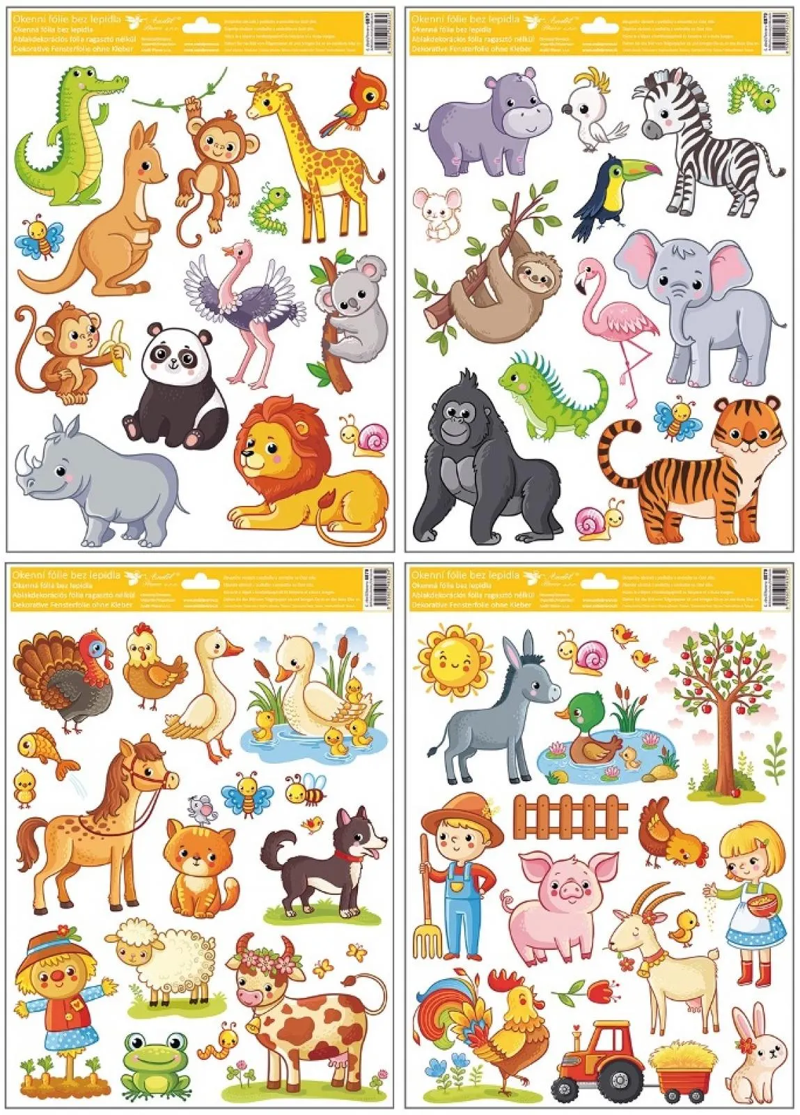 Okenní fólie Zvířátka 30 x 42 cm